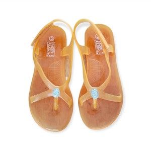 Girls Sz 2 Faded Glory Jelly Rubber Bling Velcro Closure Thong Sandals